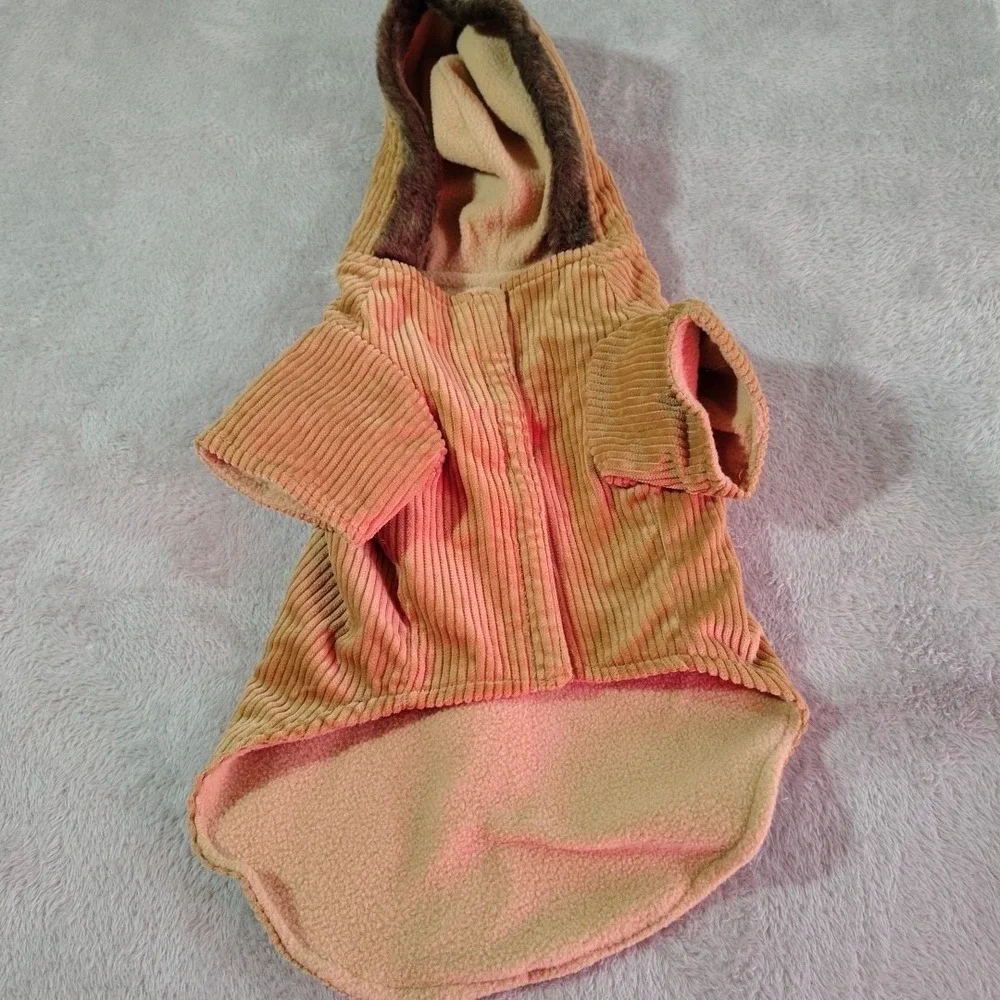 American Dog Outfitters Corduroy Coat M Tan Fleece Toggle Hooded Warm Outdoors‎